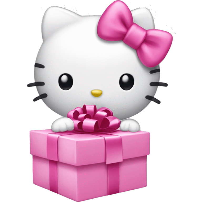 Hello kitty with pink gift emoji