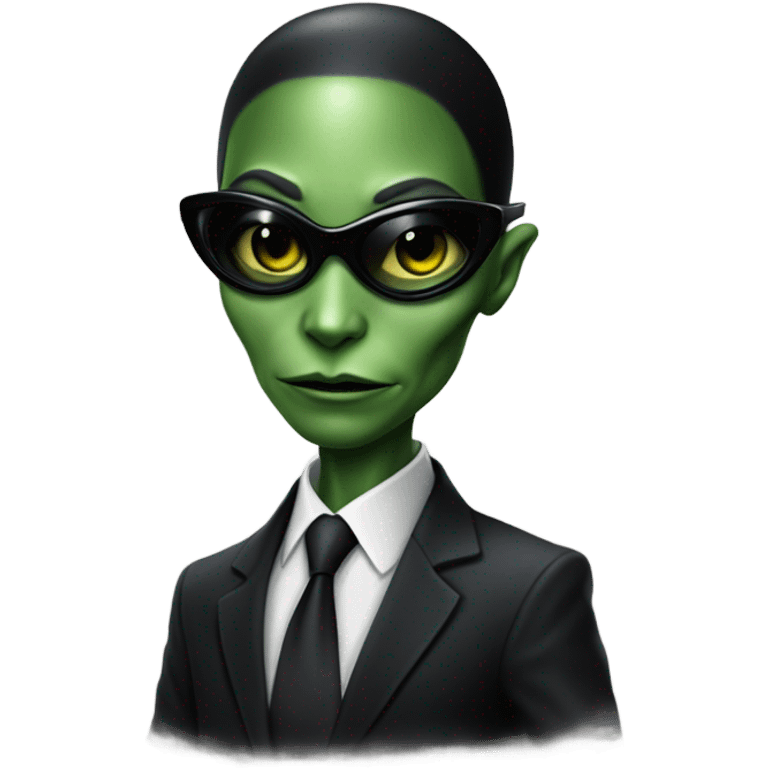 a reptilian alien woman as men in black full body emoji