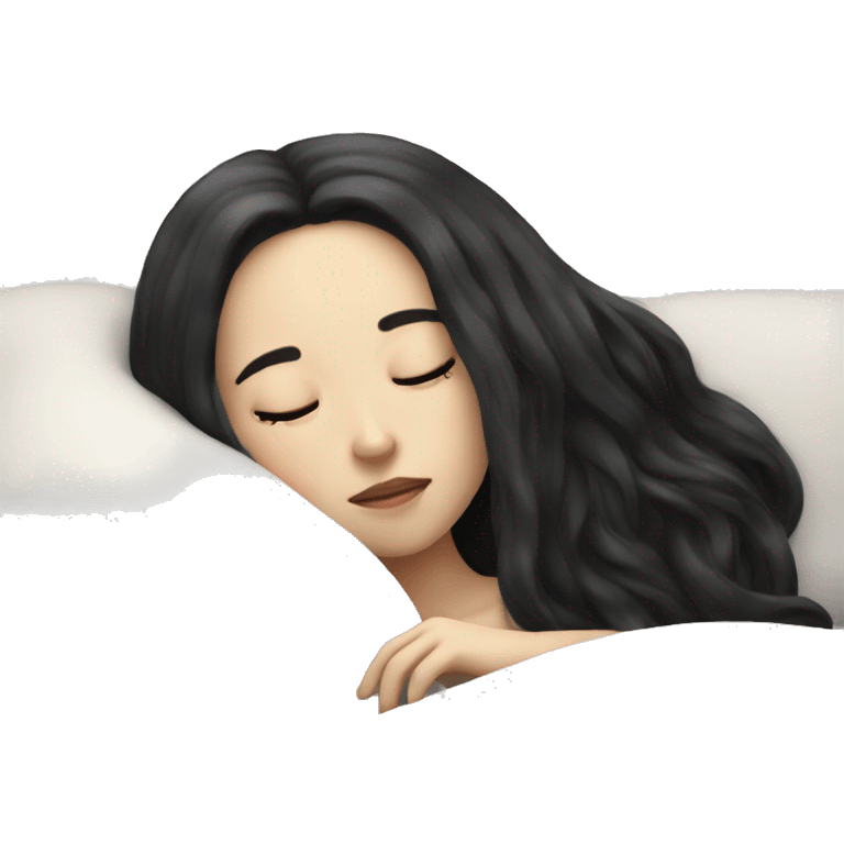 pale girl with long black hair sleeping  emoji