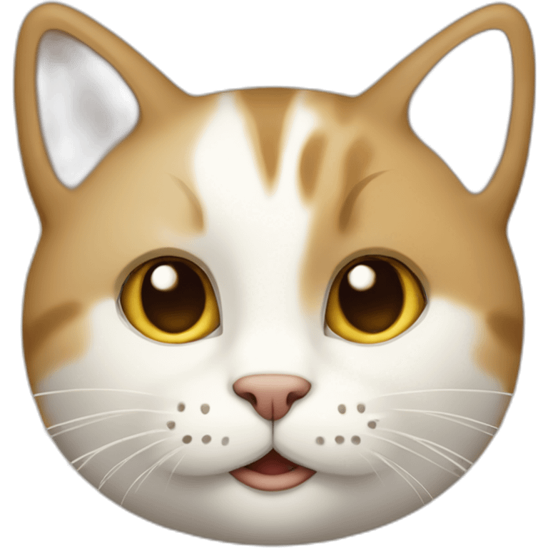 A cat with the upper half of its face beige and the lower half white. emoji