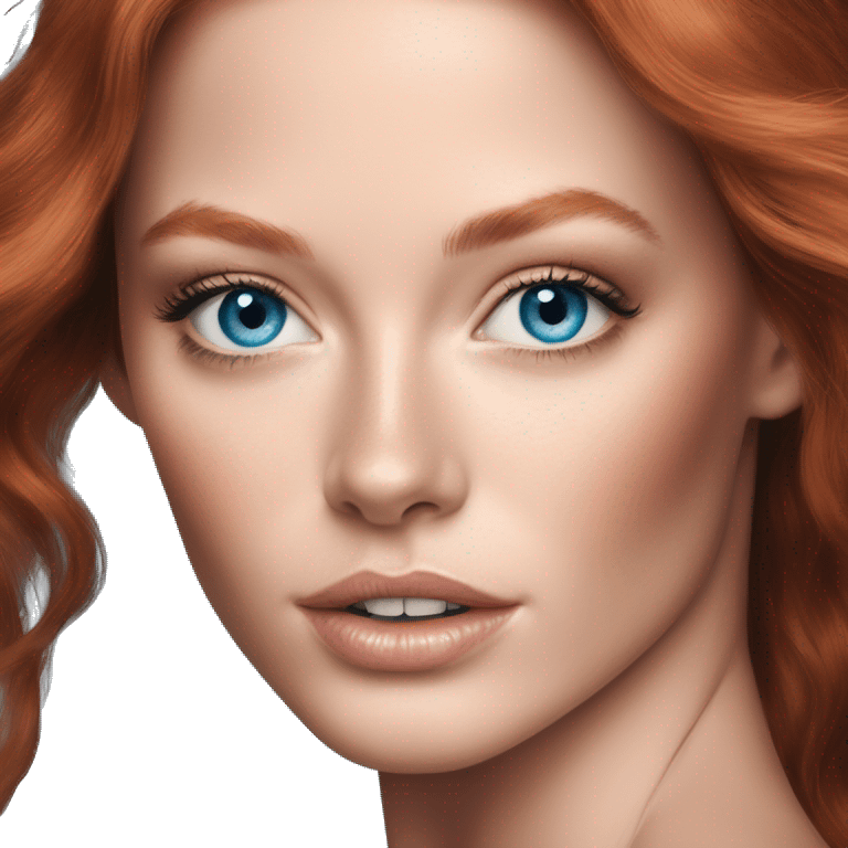 Beautiful redhead victoria’s secret model with makeup and ocean blue eyes emoji