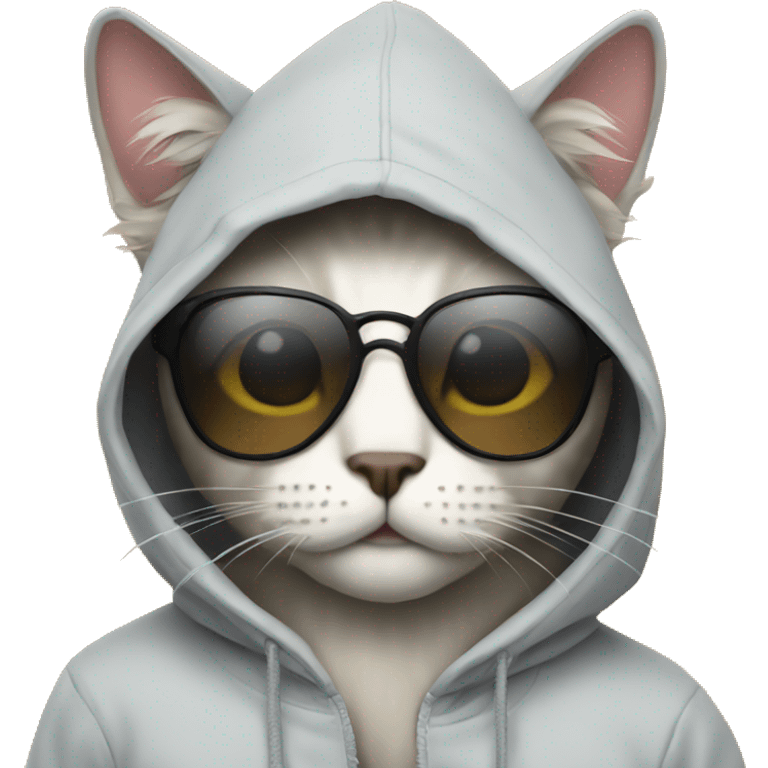 Cat wearing a hoodie and sunglasses  emoji