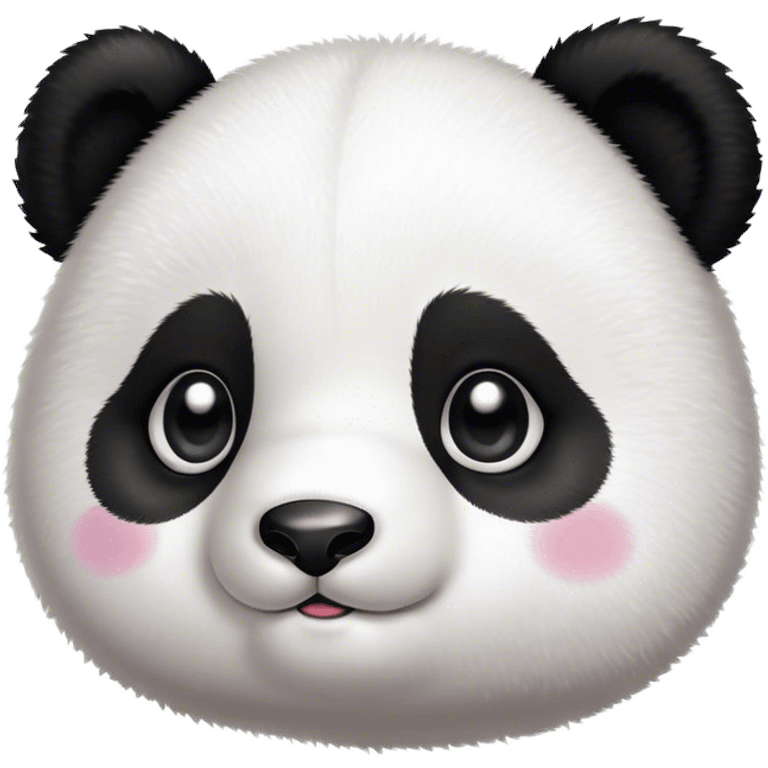 Cinematic Cute Baby Panda Portrait Emoji, Head tilted playfully and inquisitively, featuring an irresistibly fluffy, black and white Fur with an extra dose of cuddliness, round, sparkling eyes filled with boundless curiosity, Simplified yet adorably endearing features, highly detailed, glowing with a warm, friendly glow, high shine, affectionate and playful, stylized with a touch of playful charm, bright and heartwarming, soft glowing outline, capturing the essence of a mischievous yet loving baby panda, so playful it feels like it could tumble out of the screen into your arms! emoji