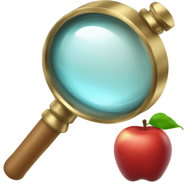 magnifying glass with red apple emoji