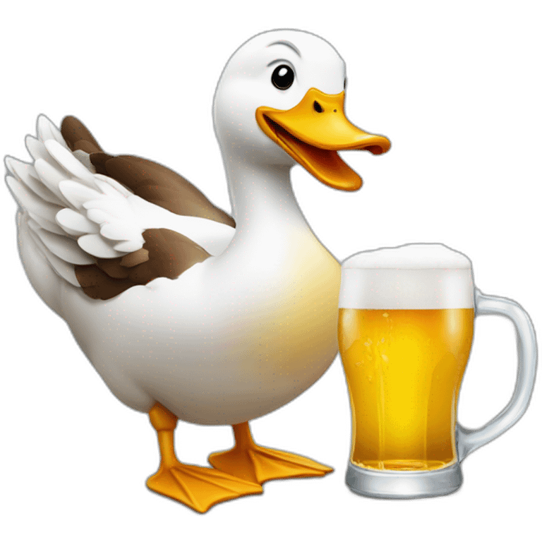 Un canard buvant une bière emoji