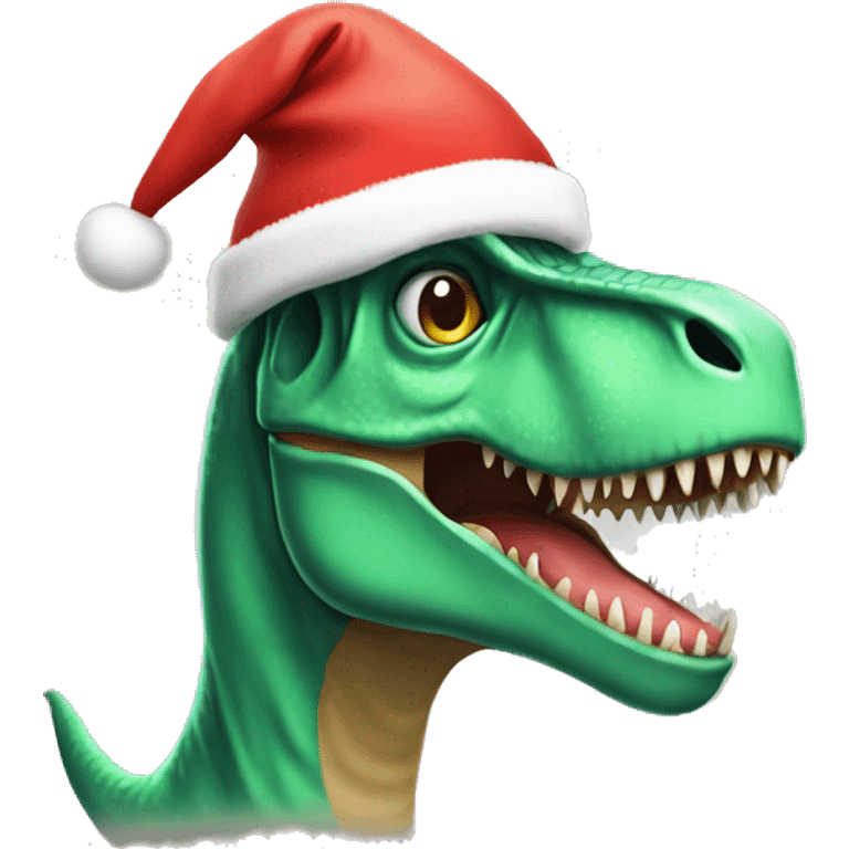 T rex with Christmas hat emoji