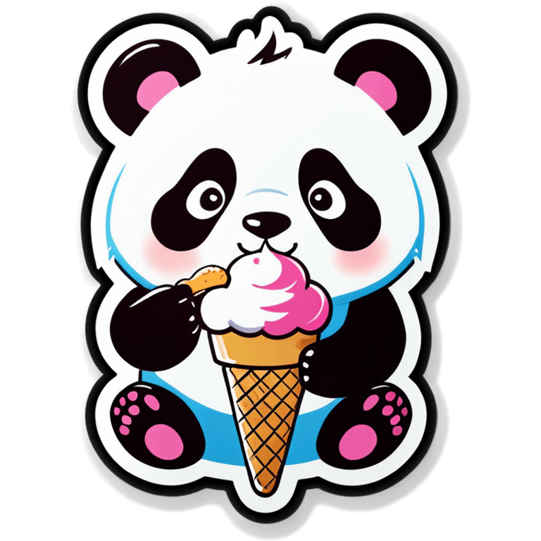 Panda eating ice cream emoji