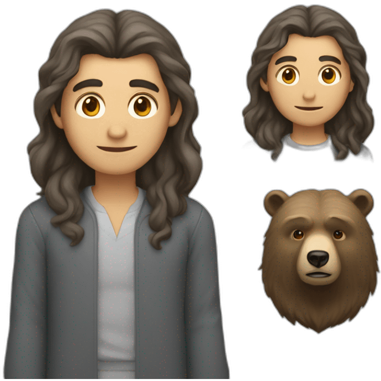 One man Studen with long hair and bear with grey gown emoji