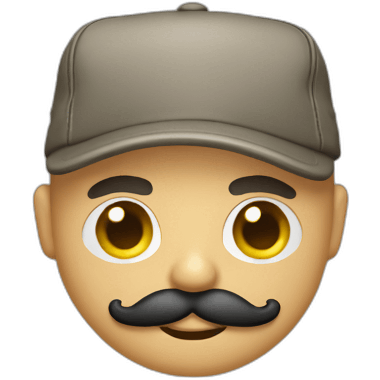 Skinhead in five-panel cap with mustache emoji