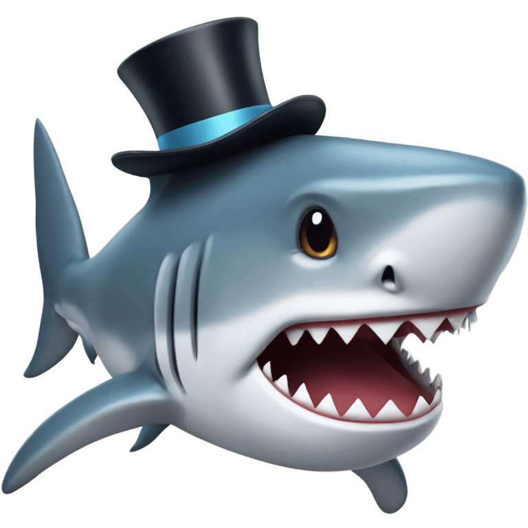 Shark with a top hat emoji