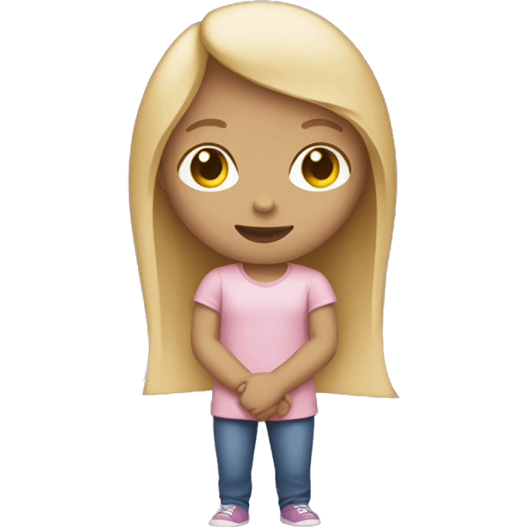 Girl with blonde straight hair sent heart in the arms emoji