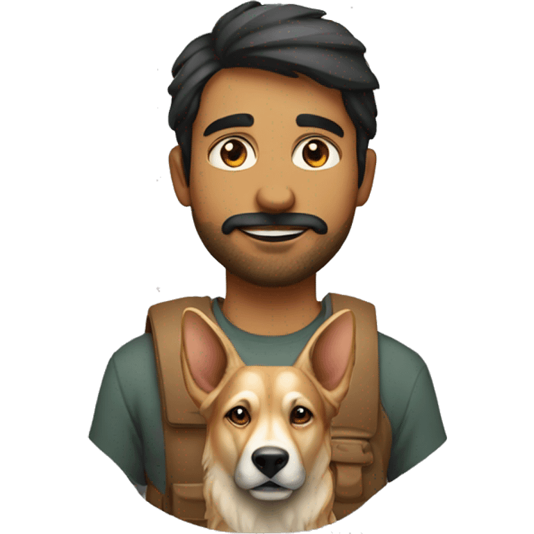 a cool indian 30 year old man with a shepherd retreiver emoji