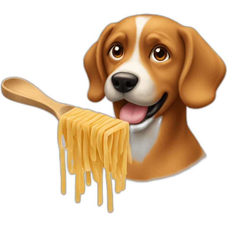 un cane che mangia pasta emoji