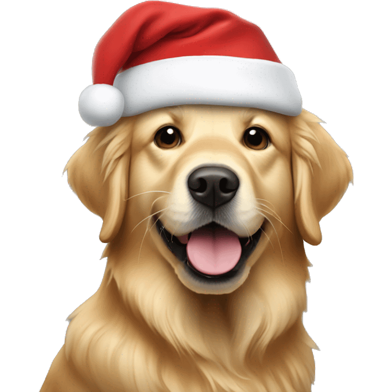 golden retriever with Santa hat emoji