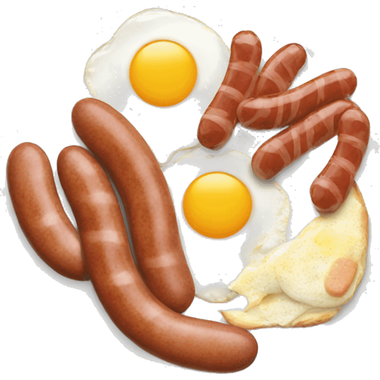 plate of breakfast with eggs and sausages emoji