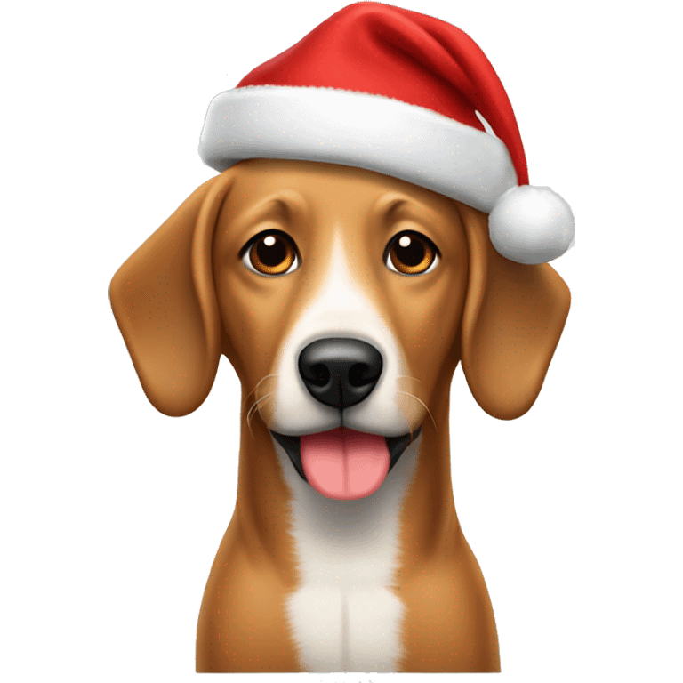 perro salchicha con gorro de navidad emoji