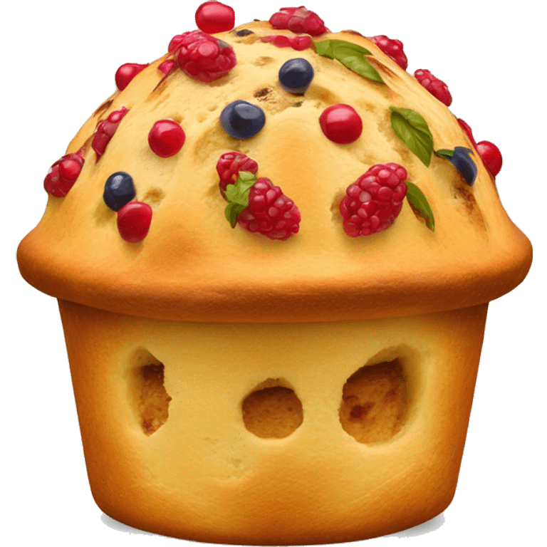 un panettone, tradicionalmente decorado con frutas confitadas y pasas. emoji