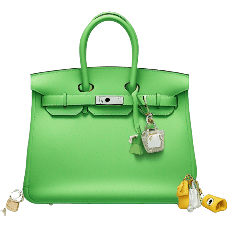 Soft Green Hermes Birkin Bag with Bag Charms emoji