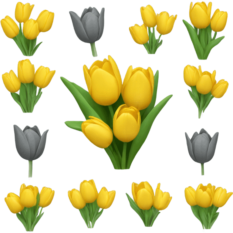 bouquet of yellow tulips and gray tulips emoji