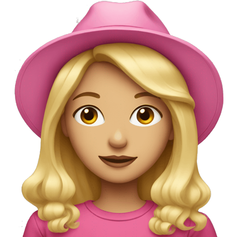 blonde girl wearing a pink hat emoji