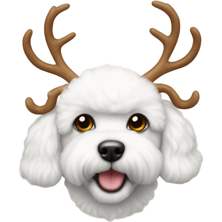 Bichon wearing antlers emoji