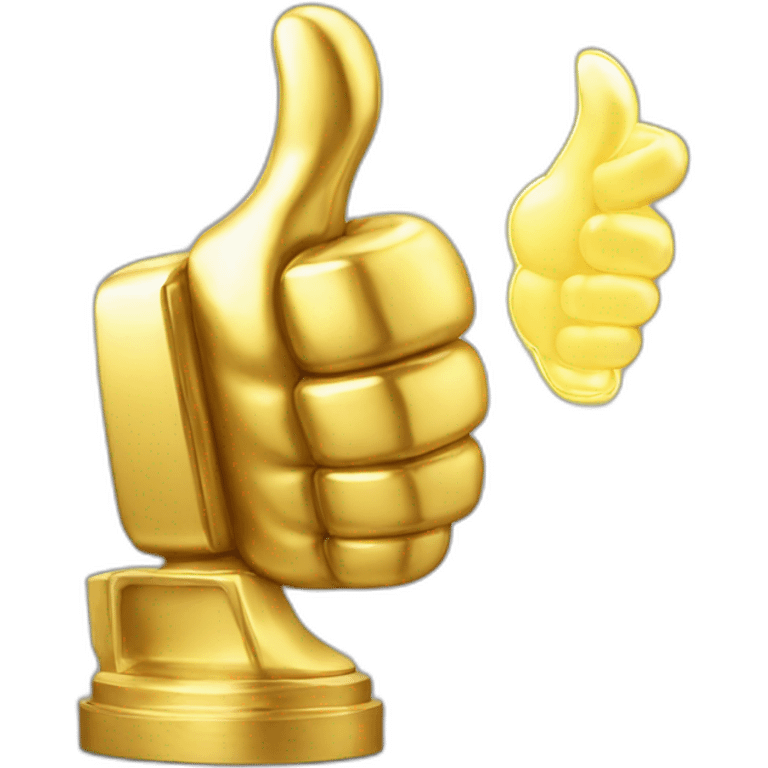 Glowing Golden Thumbs up award statue emoji