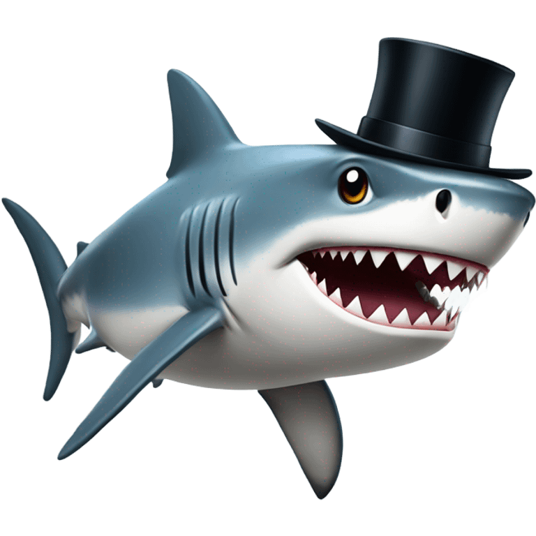 Shark with a top hat emoji