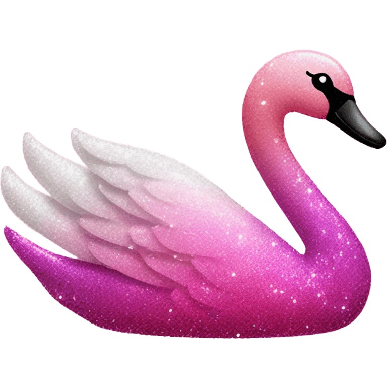 Pink ombre swan with glitter emoji