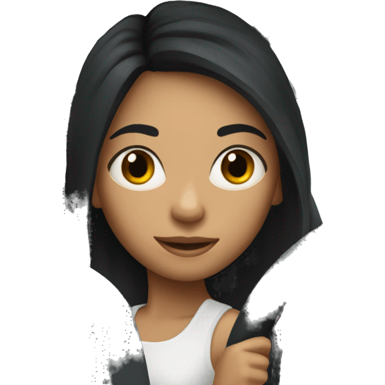 girl with black hair driving a white suv emoji