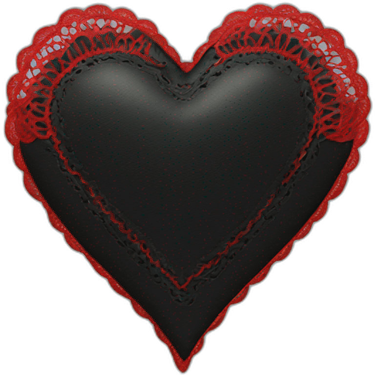 black leather heart with red lace overlay emoji