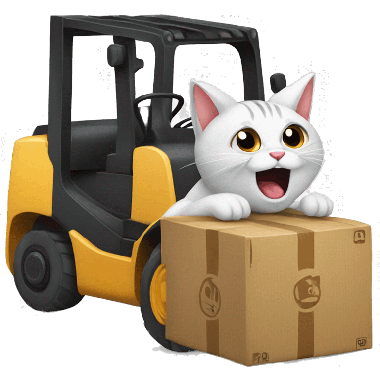 Forklift driven by a cat that is screaming emoji