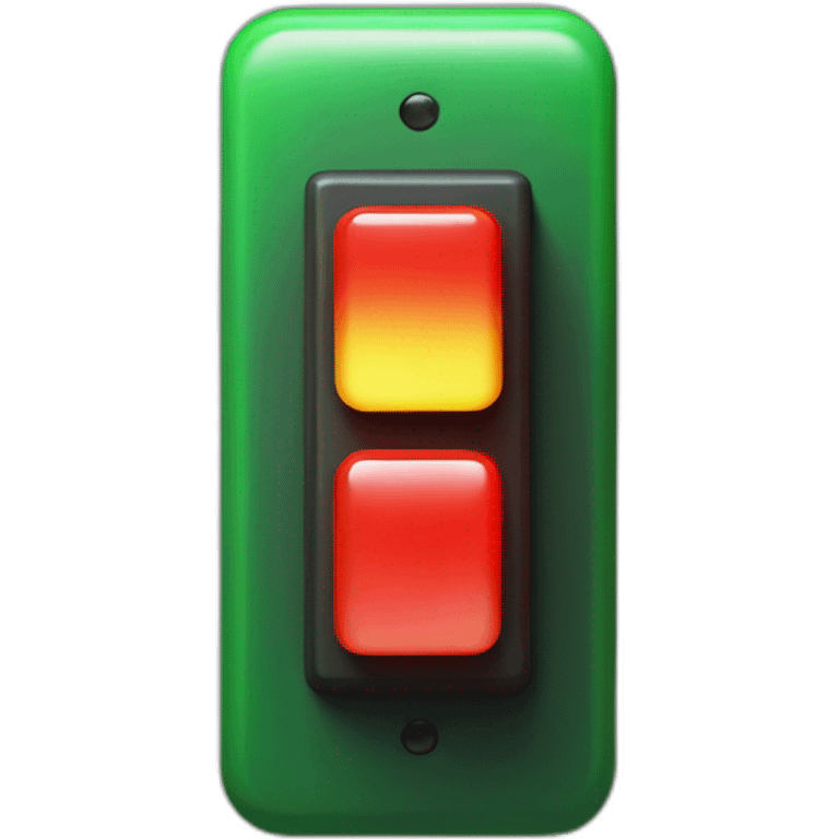 A big red flip switch with a green and red light next to it emoji