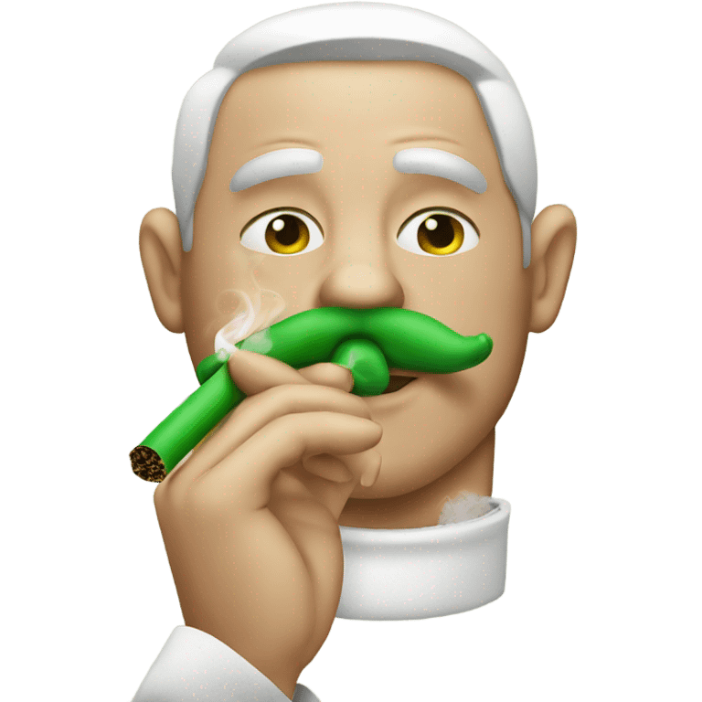 Man smoking a green cigarette on a pig  emoji