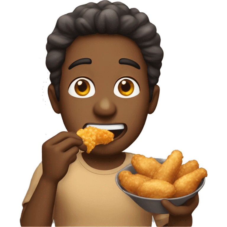 brown skin guy eating fried chicke emoji