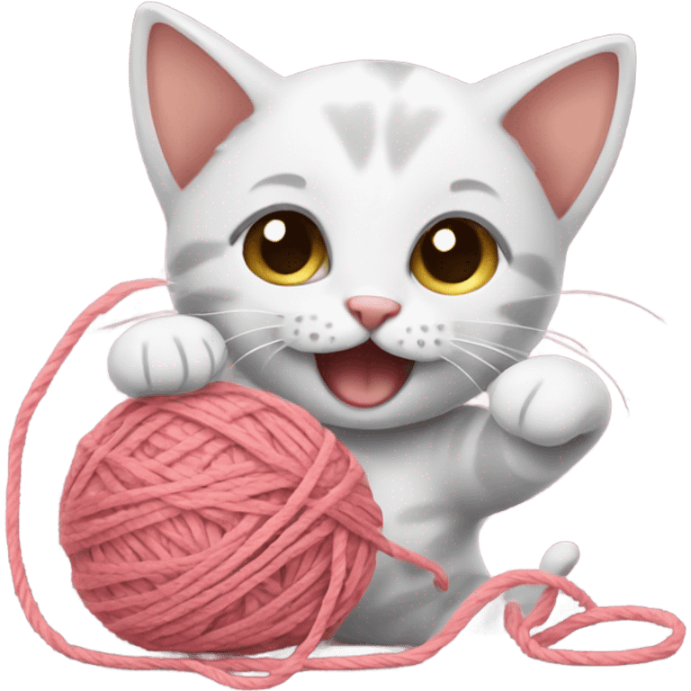 Kitten playing with yarn emoji