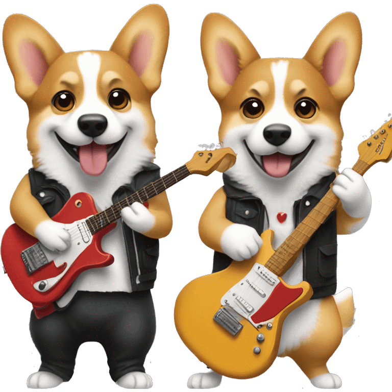 2 Corgis Playing Rock Guitars emoji