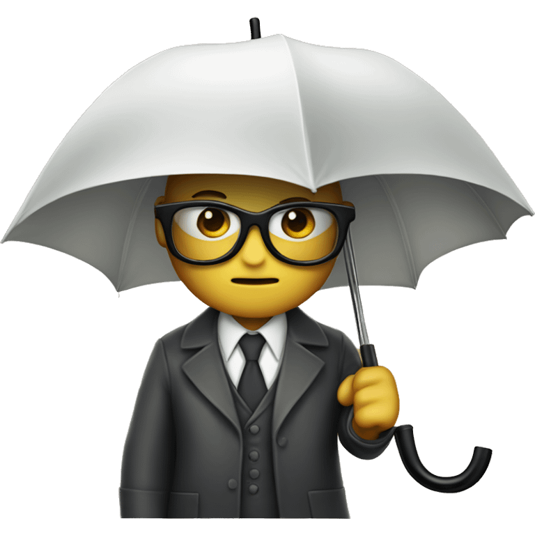 A mysterious detective  with a glasses under a white umbrella emoji