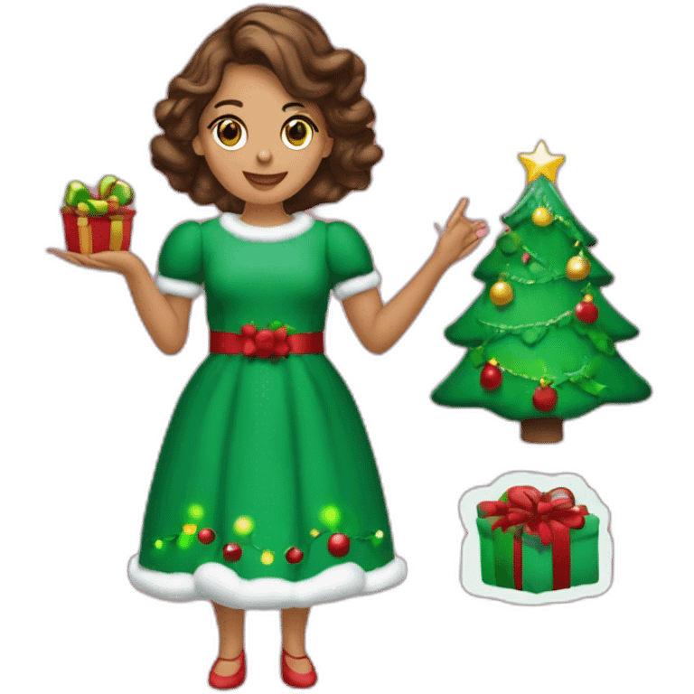 joven varon vestido de navidad con una computadora en la mano emoji