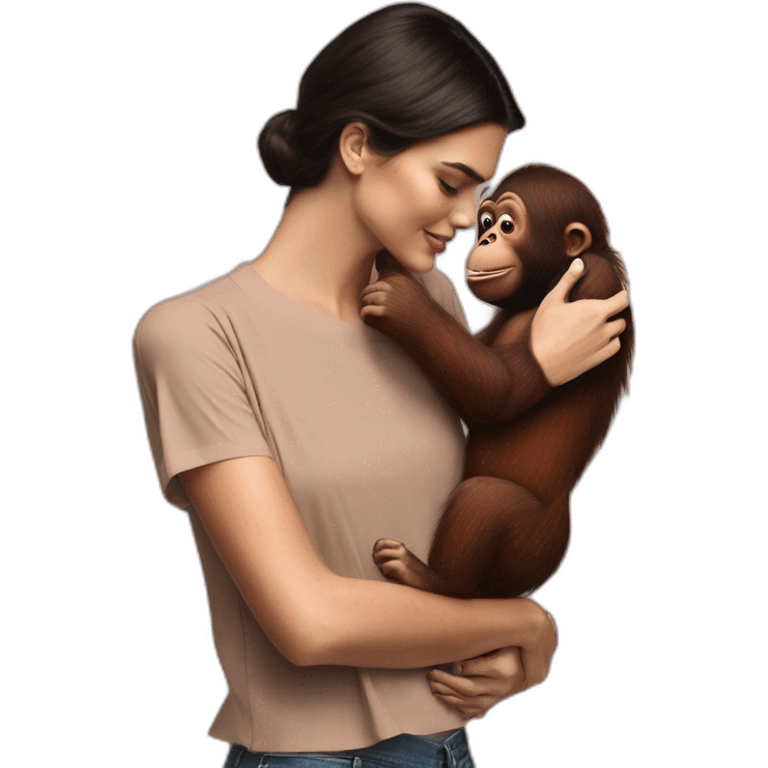 Kendall Jenner kissing orangutan emoji