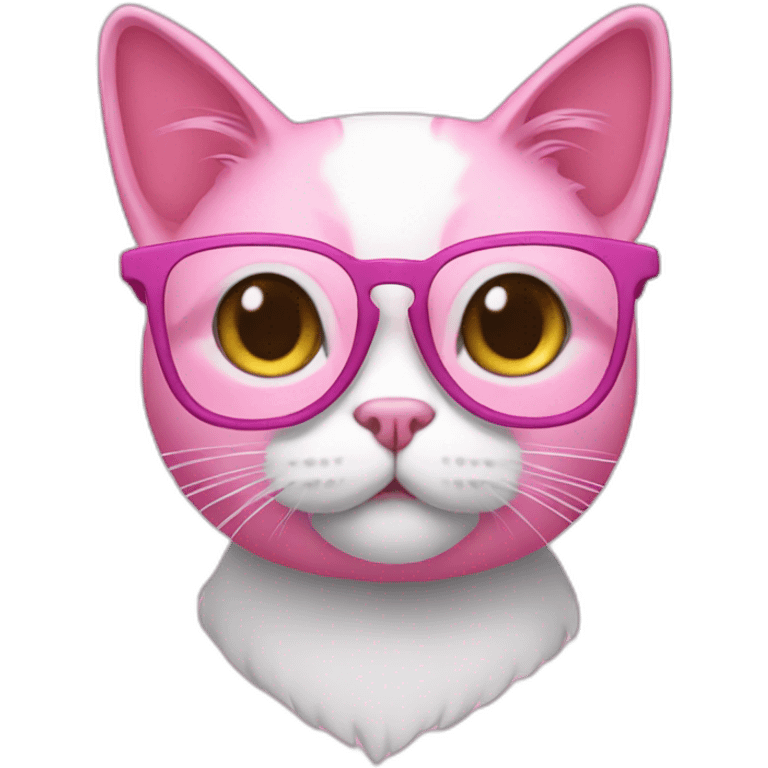 pink cat in glasses emoji