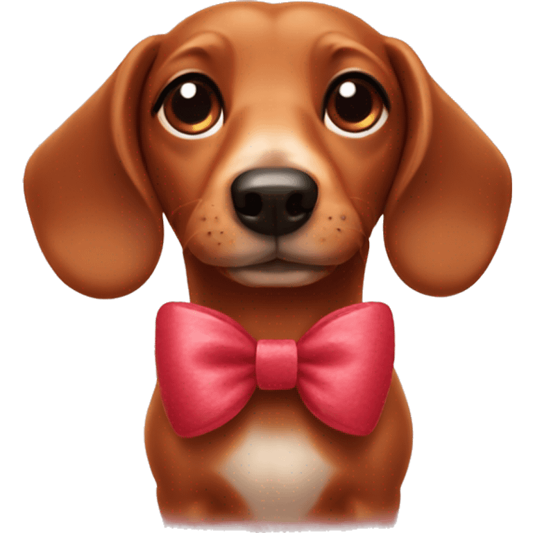 sausage dog with bow emoji