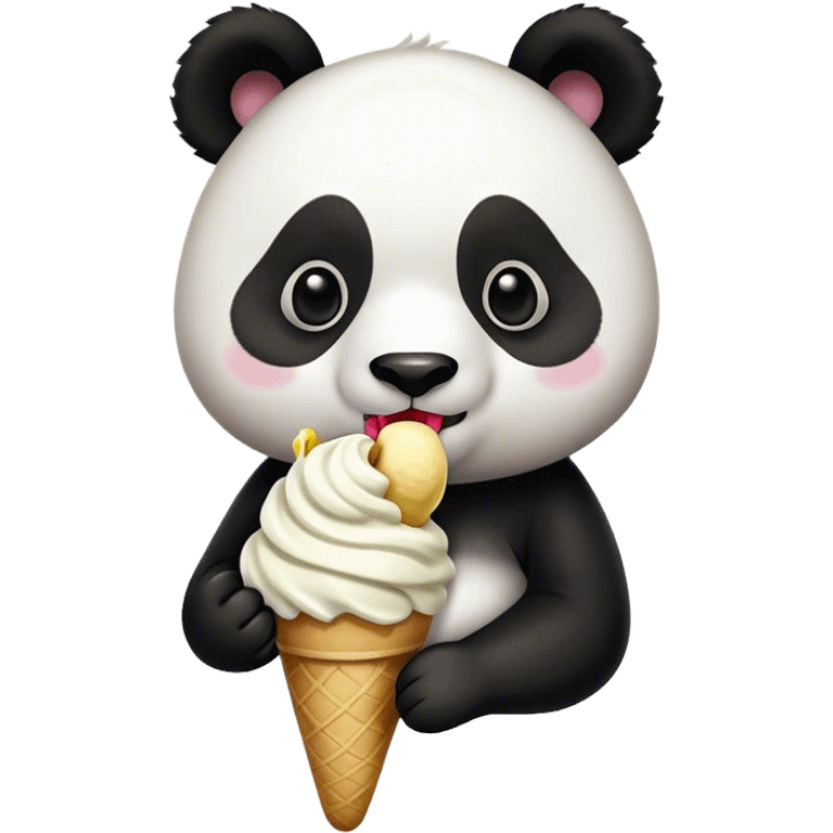 Panda eating ice cream emoji