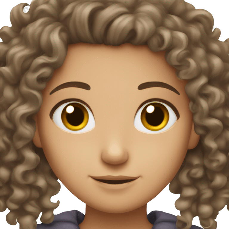 brunette girl with curly emoji