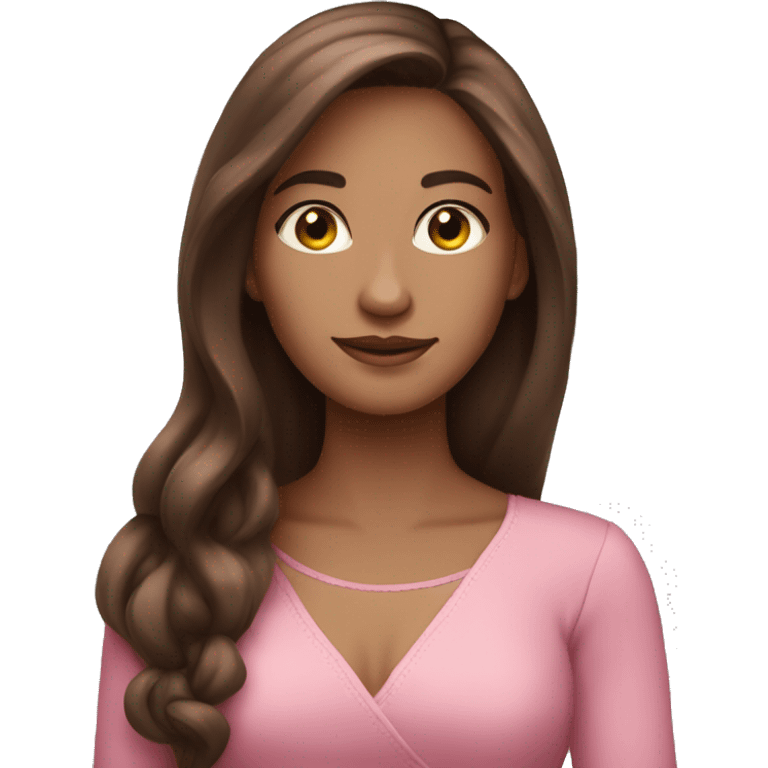 A beautiful woman with long brown hair and a pink dress emoji