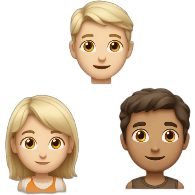 one white older brother with dark hair, one little brother with light hair one tanned sister with brown hair emoji