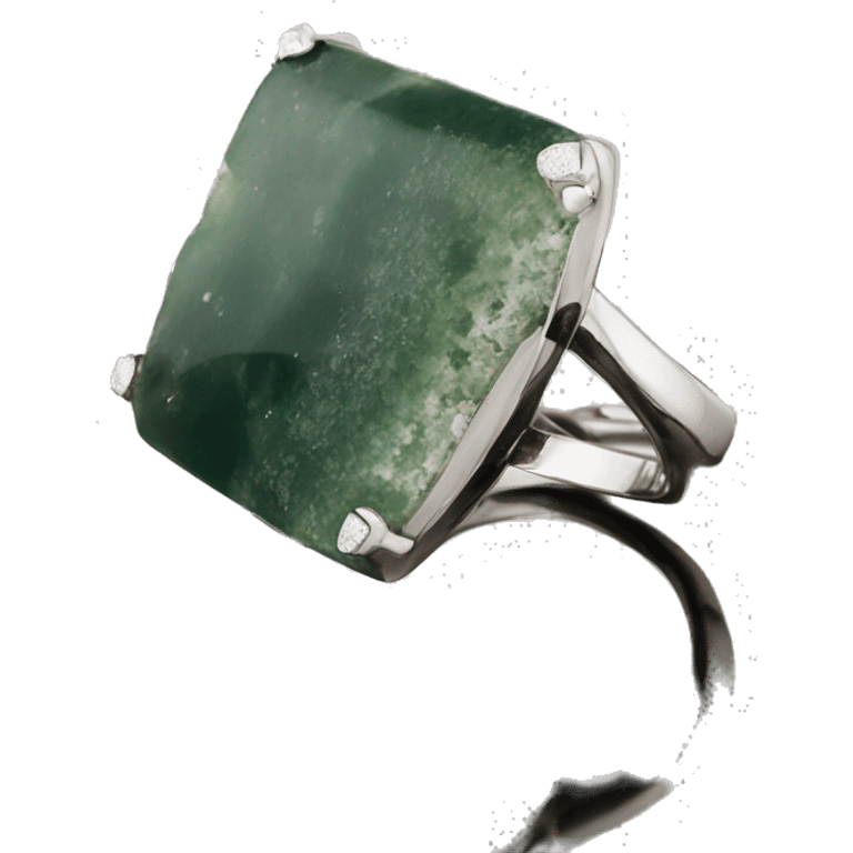 Moss agate diamond with silver band emoji