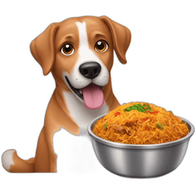 Dog eating biryani emoji