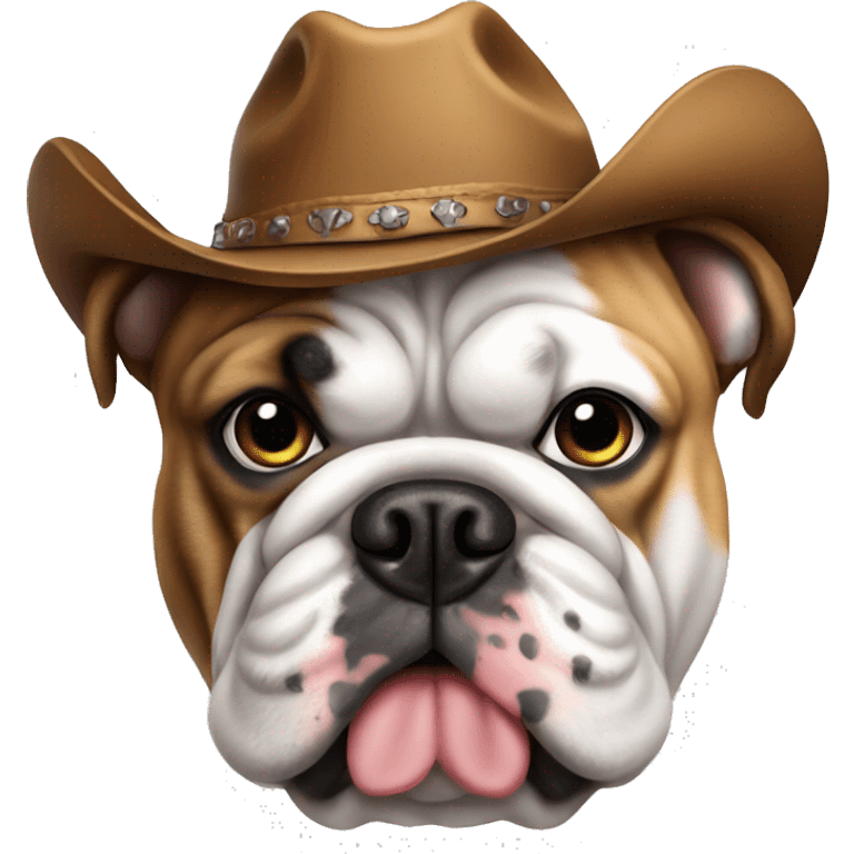 English bulldog wearing a cowboy hat emoji