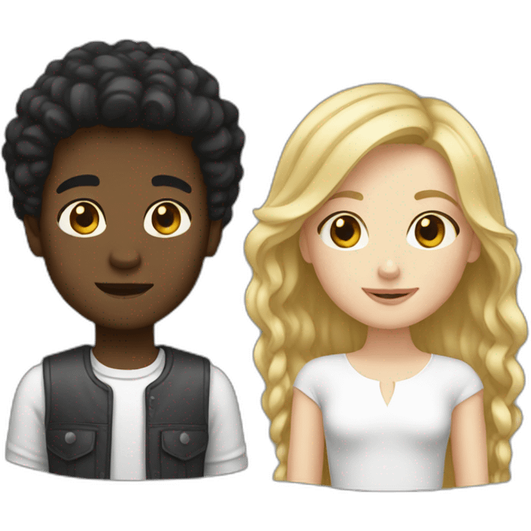 black boy and white girl emoji