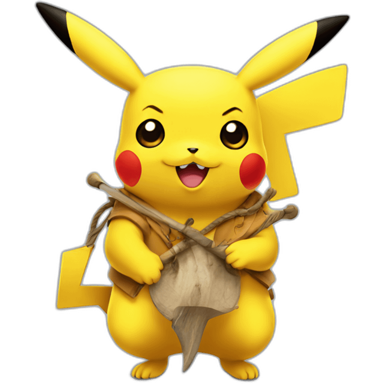 pikachu avec une pêche emoji